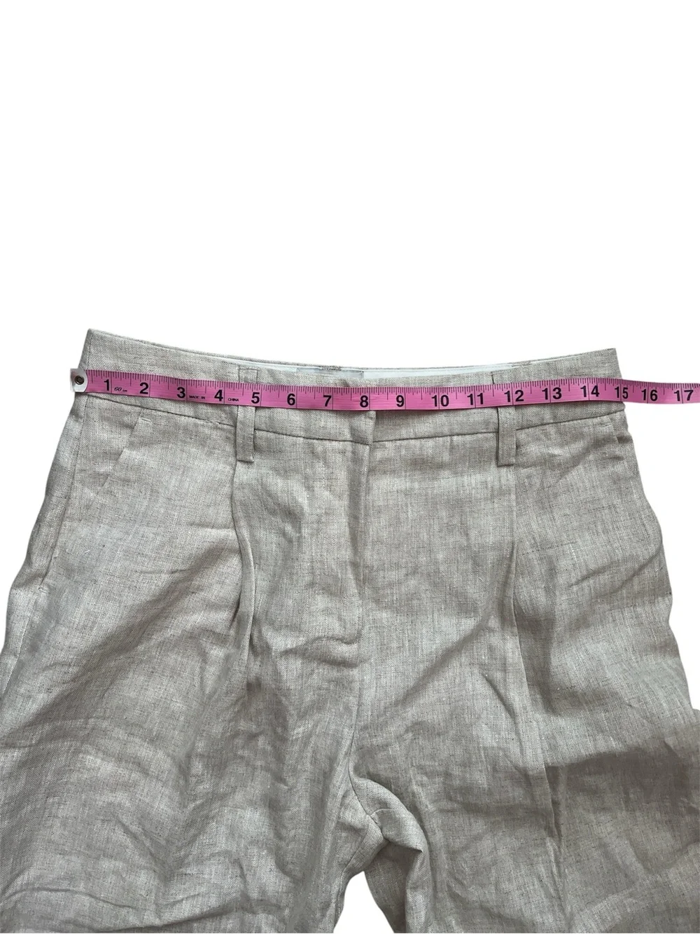 Reformation Mason Oatmeal Pleated 100% Linen Trouser SZ 6P